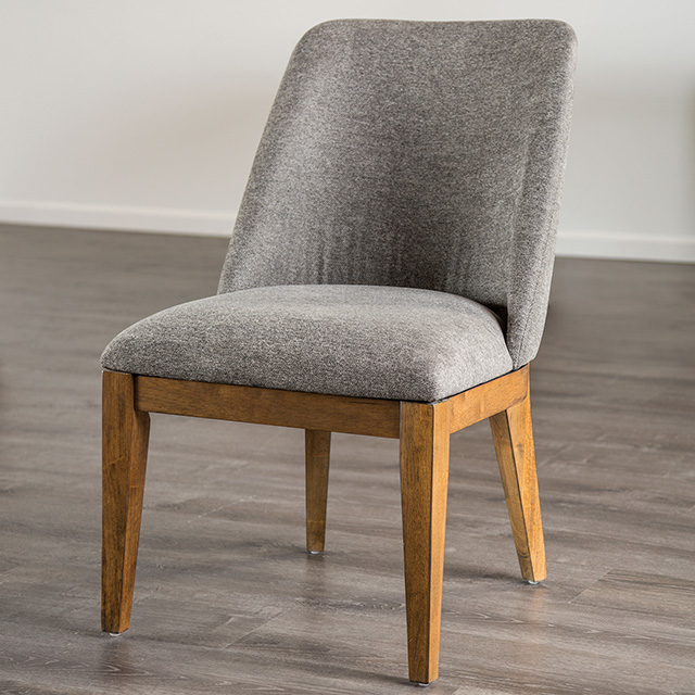 Furniture Of America Mandal Transitional Chestnut/Gray Side Chair (2/Ctn) Model FM3421GY-SC-2PK