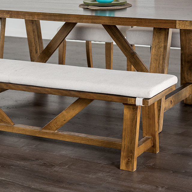 Furniture Of America Losone Rustic Brown/White Bench W/ Cushion Model FM3422WH-BN