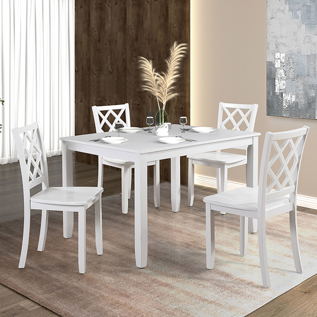 Furniture Of America Yamhill Transitional White 5 Pc. Dining Table Set Model FM3424WH-T-5PK-Chair