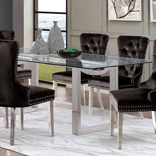 Furniture Of America Silvestri Contemporary Chrome Dining Table Model FM37000SV-T-TABLE