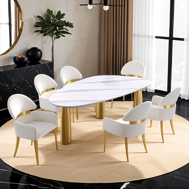 Furniture Of America Northam Contemporary White/Matte Gold Dining Table Model FM37005WH-T-TABLE