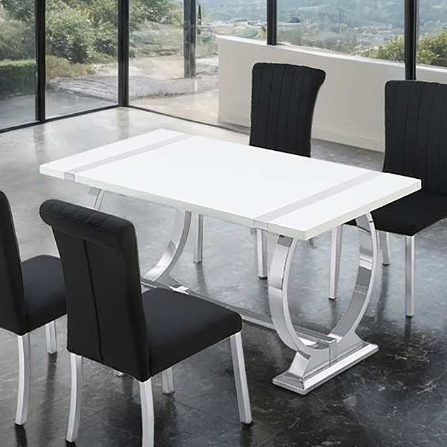 Furniture Of America Holstebro Contemporary Silver/White 60" Dining Table Model FM37007SV-T
