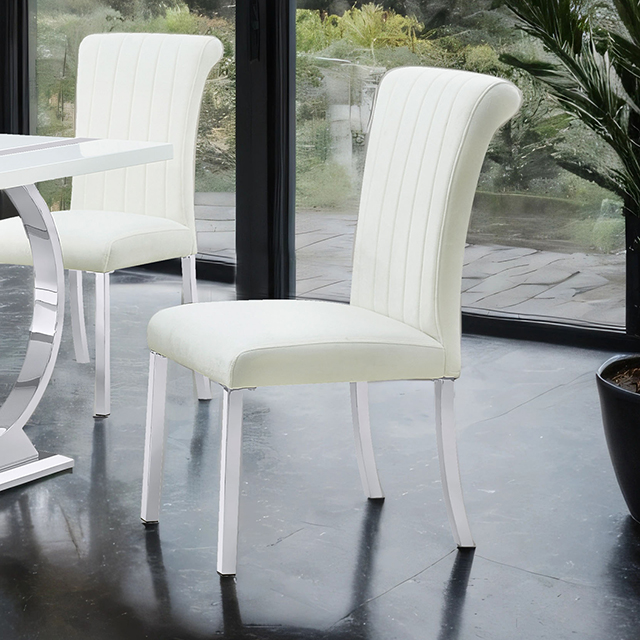 Furniture Of America Holstebro Contemporary Silver/White Side Chair (2/Ctn) Model FM37007SW-SC-2PK