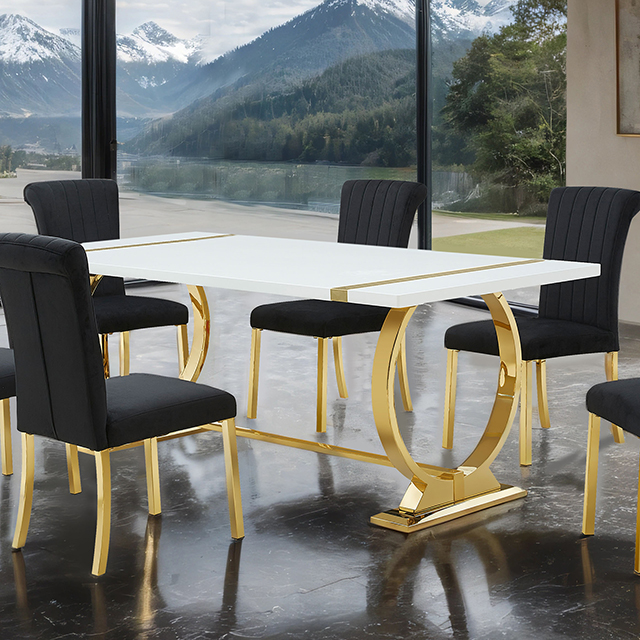Furniture Of America Holbaek Contemporary Gold/White 80" Dining Table Model FM37008GD-T