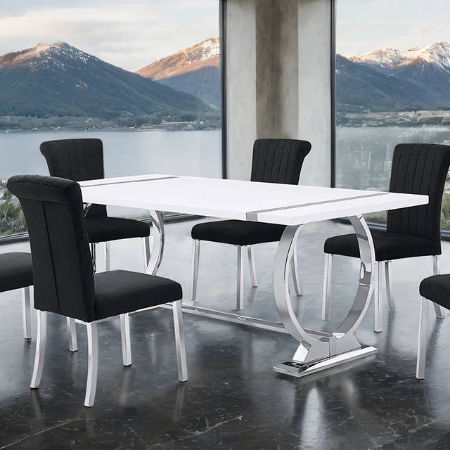 Furniture Of America Holbaek Contemporary Silver/White 80" Dining Table Model FM37008SV-T