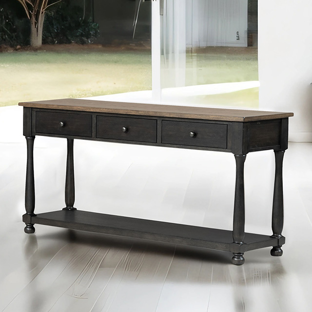 Furniture Of America Neue Mills Modern Farmhouse Weathered Black/Brown Sofa Table Model FM40009BK-S