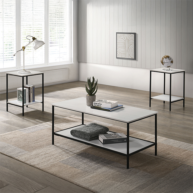 Furniture Of America Pallas Rustic White 3 Pc. Table Set Model FM42903WH-3PK-END TABLE