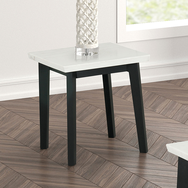 Furniture Of America Thisted Contemporary White/Black Square Marble End Table Model FM44002WH-SE