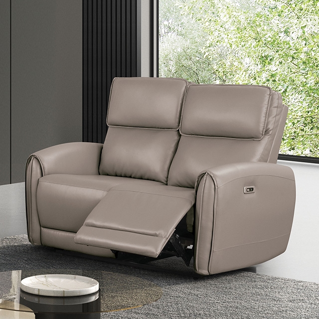 Furniture Of America Schlieren Contemporary Light Brown Power Loveseat Model FM6012LB-LV-PM