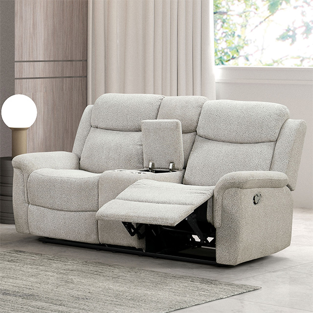 Furniture Of America Sandbach Contemporary Light Gray Manual Reclining Loveseat With Console Model FM6013LG-LV-M