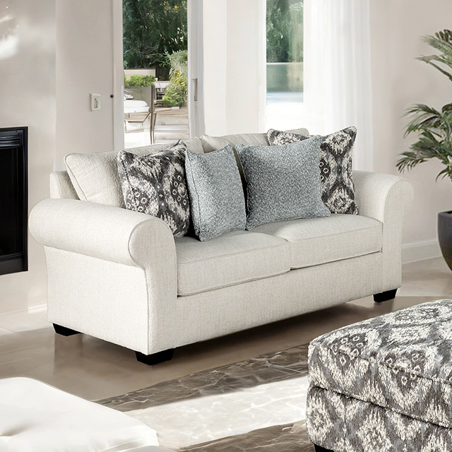 Furniture Of America Queensbury Transitional White Loveseat Model FM61113WH-LV