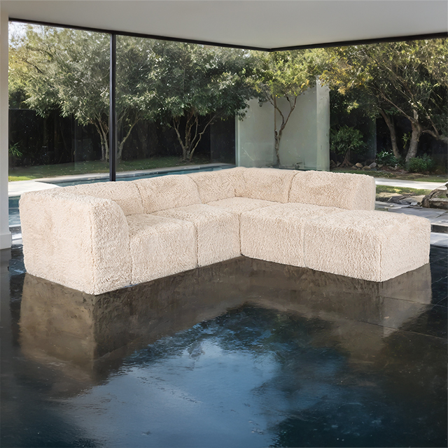 Furniture Of America Nappi Contemporary Sand L-Sectional (Compressed Foam) Model FM62102BG-SECT-B