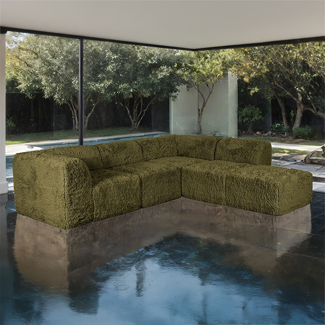 Furniture Of America Nappi Contemporary Olive Green L-Sectional (Compressed Foam) Model FM62102GR-SECT-B