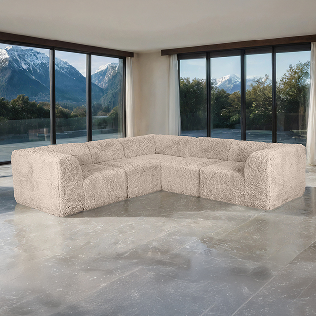 Furniture Of America Nappi Contemporary Taupe L-Sectional (Compressed Foam) Model FM62102TP-SECT-C