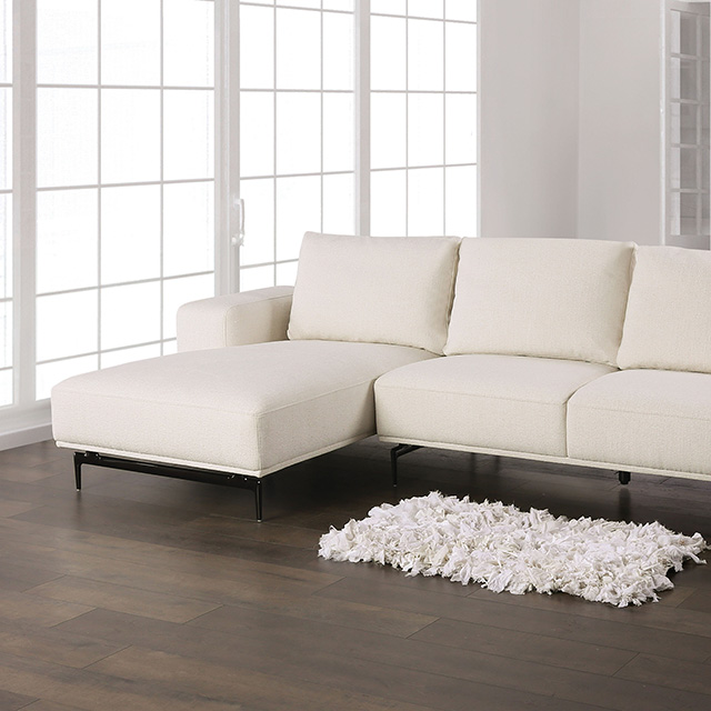 Furniture Of America Baerum Contemporary Linen White Sectional, Left Chaise Model FM63006WH-SECT-L