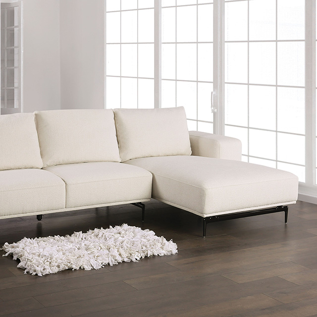 Furniture Of America Baerum Contemporary Linen White Sectional, Right Chaise Model FM63006WH-SECT-R