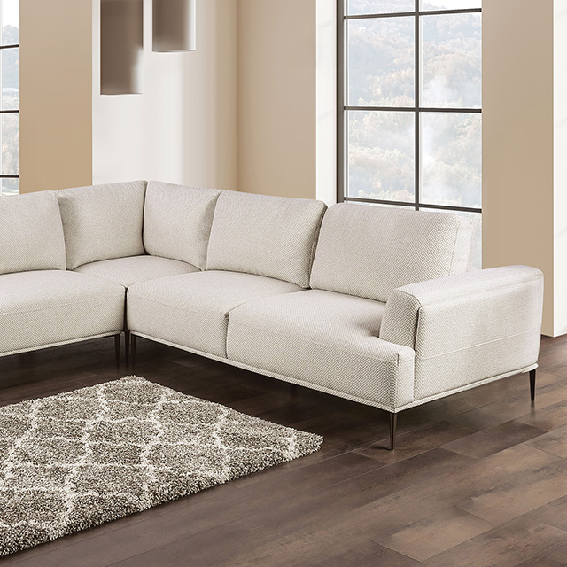 Furniture Of America Gladbach Contemporary Beige Large L-Sectional Model FM63007BG-SECT-LL