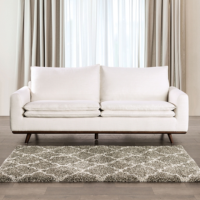Furniture Of America Monthey Mid-Century Modern Dark Brown/Linen White Sofa Model FM63008DB-SF