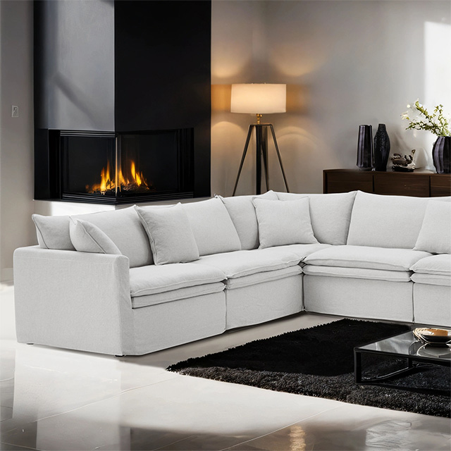 Furniture Of America Crayford Traditional Light Gray L-Sectional Model FM63010LG-SECT