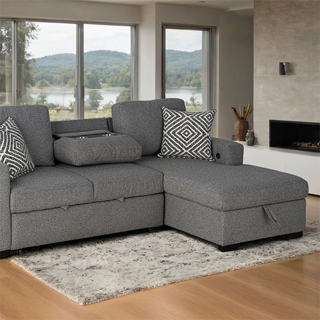 Furniture Of America Chatham Contemporary Gray Sectional Model FM64005GY-SECT-R