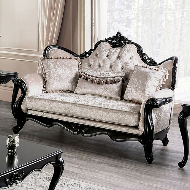 Furniture Of America Acapulco Traditional Black/Off-White Loveseat Model FM65001ES-LV