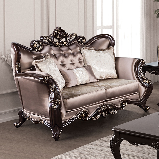 Furniture Of America Albacete Traditional Dark Cherry/Brown Loveseat Model FM65006BR-LV