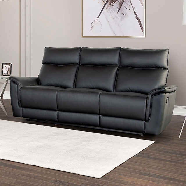 Furniture Of America Bienne Transitional Black Sofa Manual Recliner Model FM69002BK-SF-M