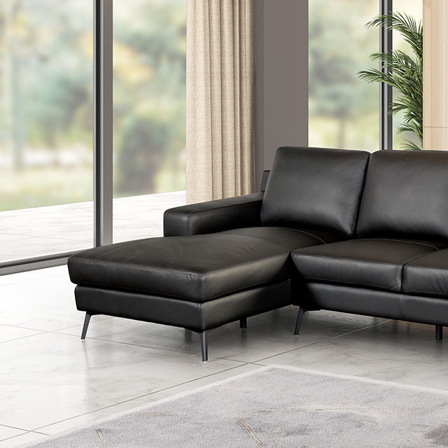 Furniture Of America Stordal Contemporary Black Sectional, Left Chaise Model FM69004BK-SECT-L