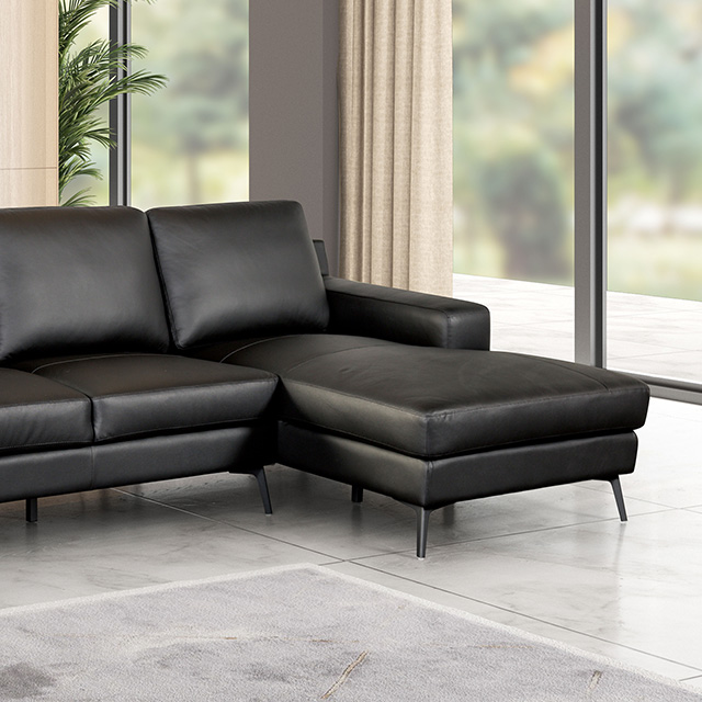 Furniture Of America Stordal Contemporary Black Sectional, Right Chaise Model FM69004BK-SECT-R