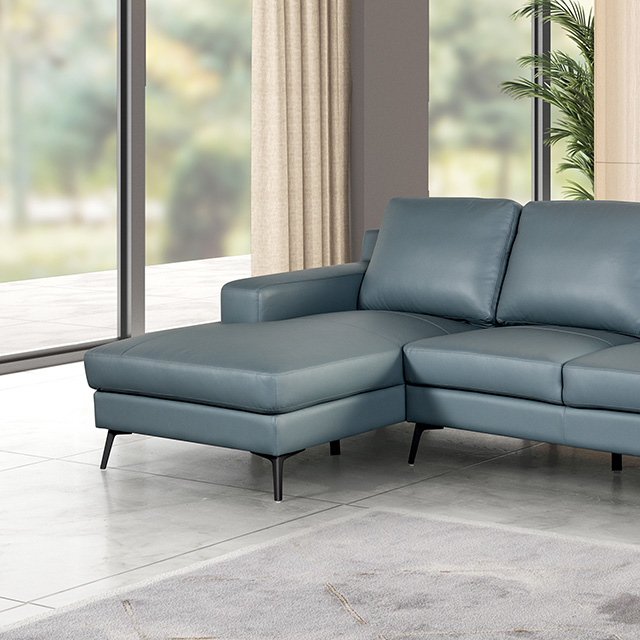 Furniture Of America Stordal Contemporary Blue Sectional, Left Chaise Model FM69004BL-SECT-L