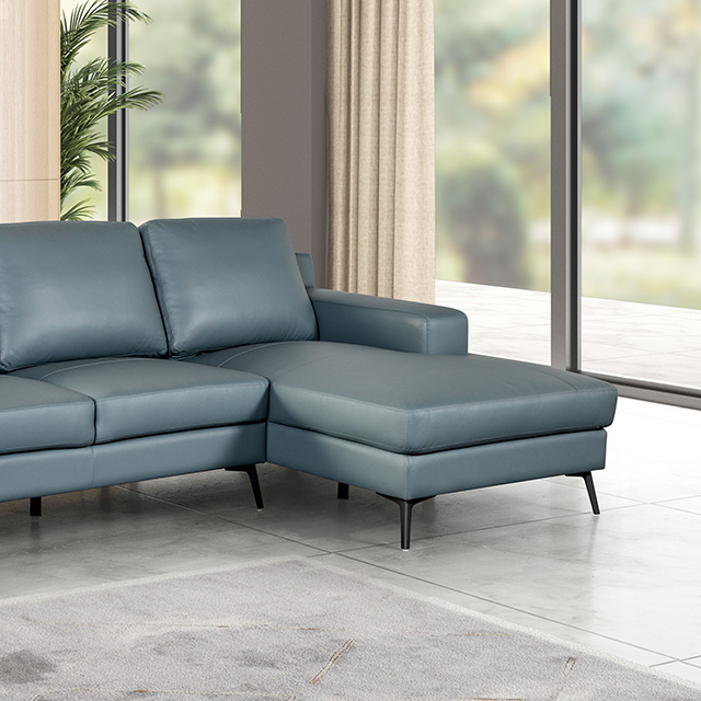 Furniture Of America Stordal Contemporary Blue Sectional, Right Chaise Model FM69004BL-SECT-R