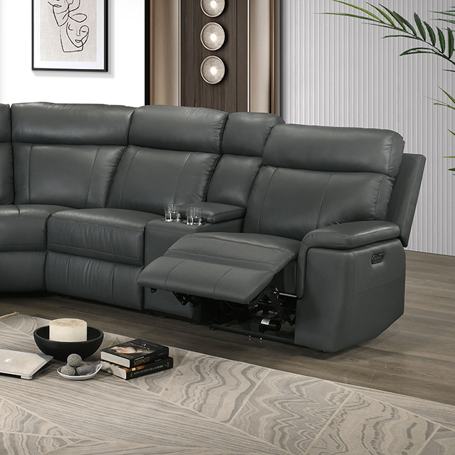 Furniture Of America Oliverus Transitional Dark Gray Power Sectional Model FM69009DG-SECT-PM