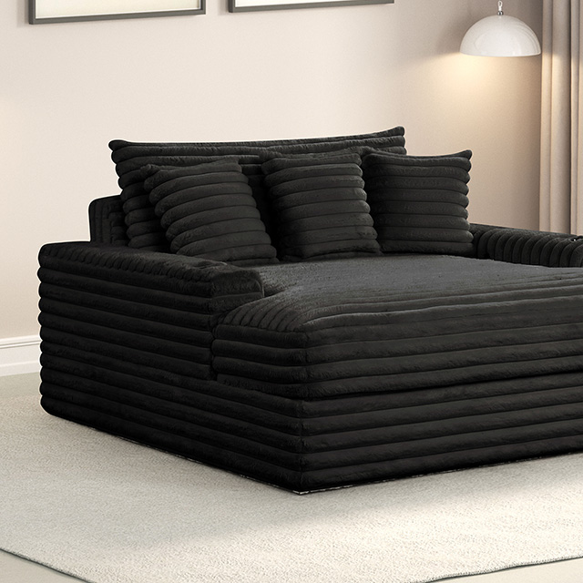 Furniture Of America Veyrier Contemporary Black 2 Arm Chaise Model FM6901BK-CE