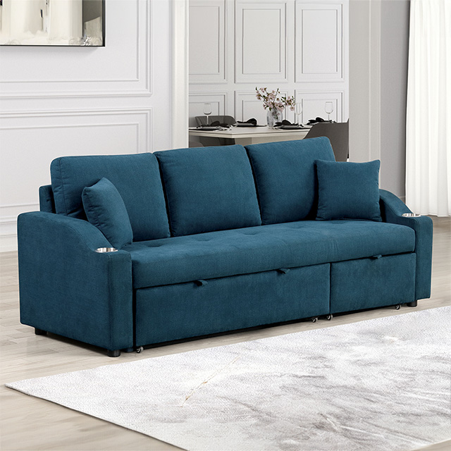 Furniture Of America Royden Contemporary Blue Sleeper Sofa Model FM6963BL-PK