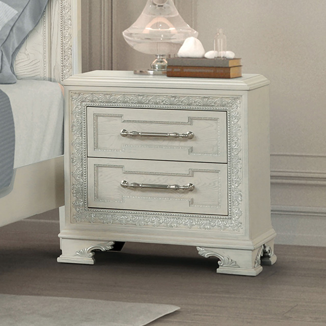 Furniture Of America Stella Mia Traditional Creamy White Nightstand Model FM70000WH-N