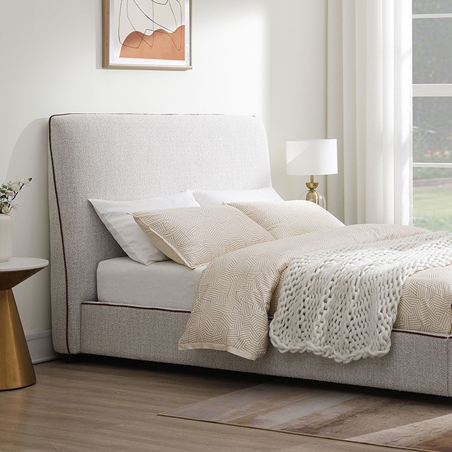 Furniture Of America Pacifico Contemporary Oat/Brown Bed Model FM71008BG-Queen Bed