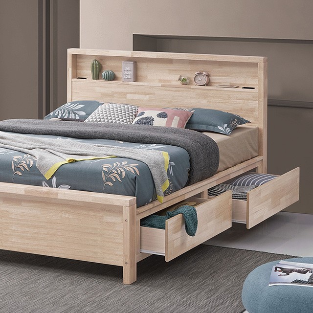 Furniture Of America Grange Transitional White Wash Bed Model FM7109WH-Twin Bed