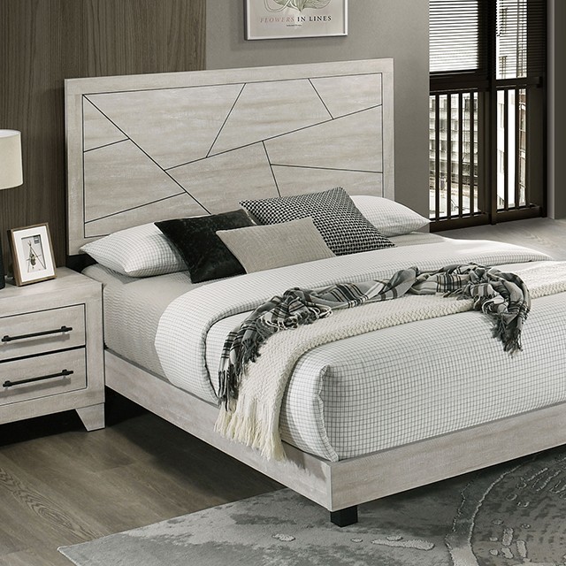 Furniture Of America Dubuque Contemporary Light Gray Bed Model FM72003LG-Queen Bed