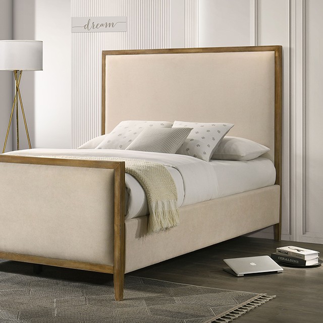 Furniture Of America Key Contemporary Natural Oak Bed Model FM72009NT-Queen Bed