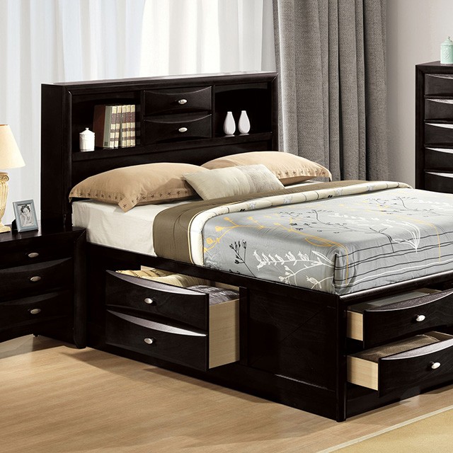 Furniture Of America Zosimo Transitional Black Bed Model FM7210BK-Queen Storage Bed