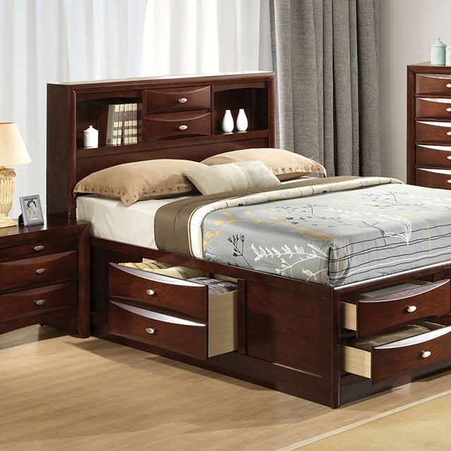 Furniture Of America Zosimo Transitional Dark Cherry Bed Model FM7210CH-Queen Storage Bed