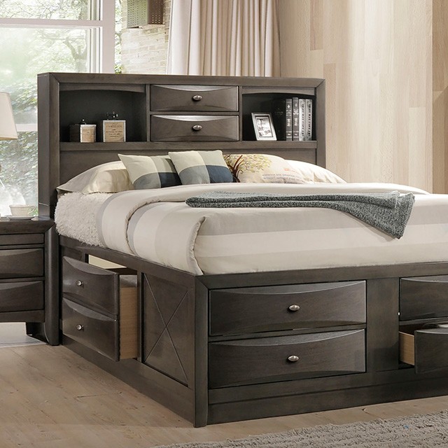 Furniture Of America Zosimo Transitional Gray Bed Model FM7210GY-Queen Storage Bed