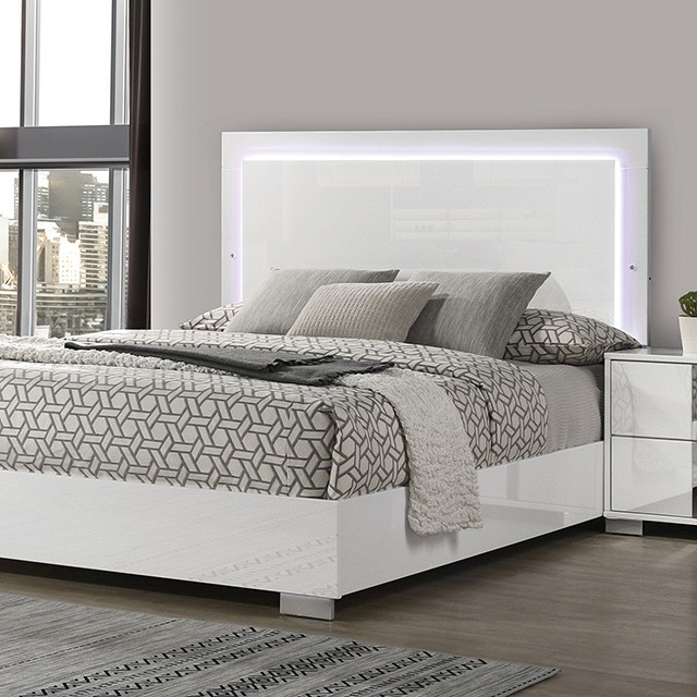 Furniture Of America Sinistra Contemporary White Bed Model FM7211WH-Queen Bed