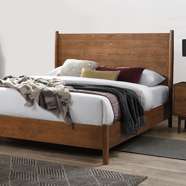 Furniture Of America Tromso Mid-Century Modern Walnut Bed Model FM7220WN-Queen Bed