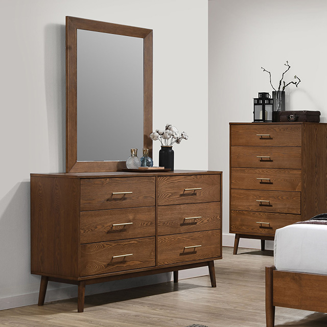 Furniture Of America Tromso Mid-Century Modern Walnut Dresser Model FM7220WN-D