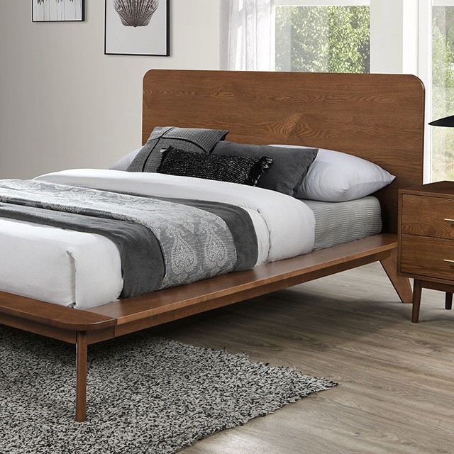 Furniture Of America Stathelle Mid-Century Modern Walnut Bed Model FM7222WN-Queen Bed