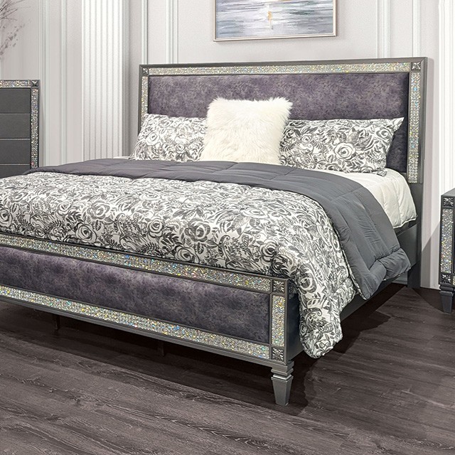Furniture Of America Titania Glam Gray Bed Model FM7240GY-Queen Bed