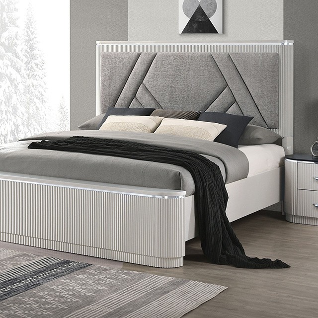 Furniture Of America Aldgate Contemporary Light Gray Bed Model FM7244GY-Queen Bed