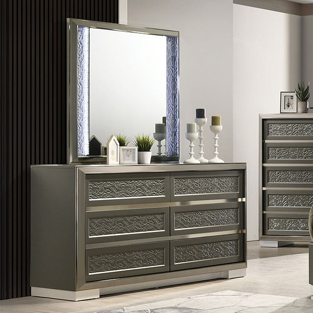 Furniture Of America Leyland Contemporary Dark Gray Dresser Model FM7252DG-D