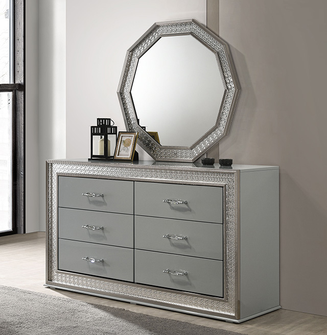 Furniture Of America Cassiopeia Glam Metallic Gray Dresser Model FM7253GY-D